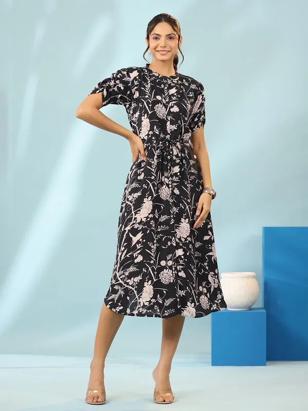 Black rayon cotton long kurti