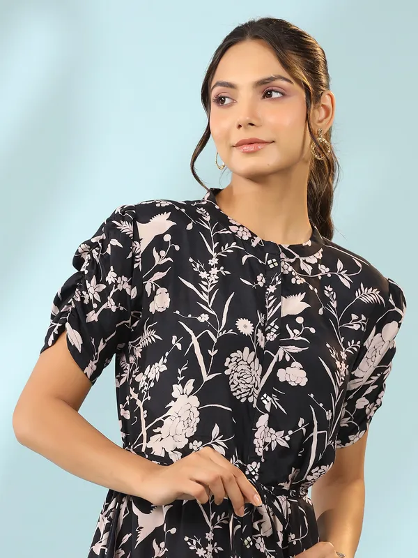Black rayon cotton long kurti