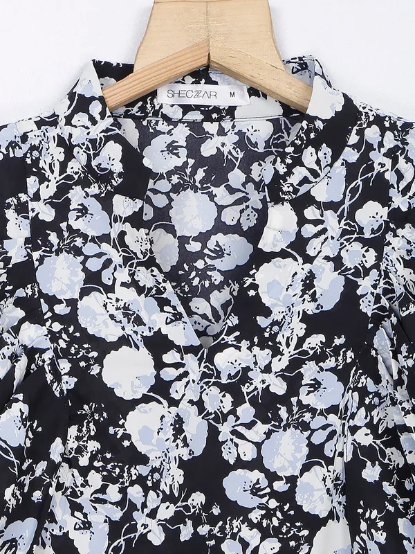 Black rayon cotton printed top
