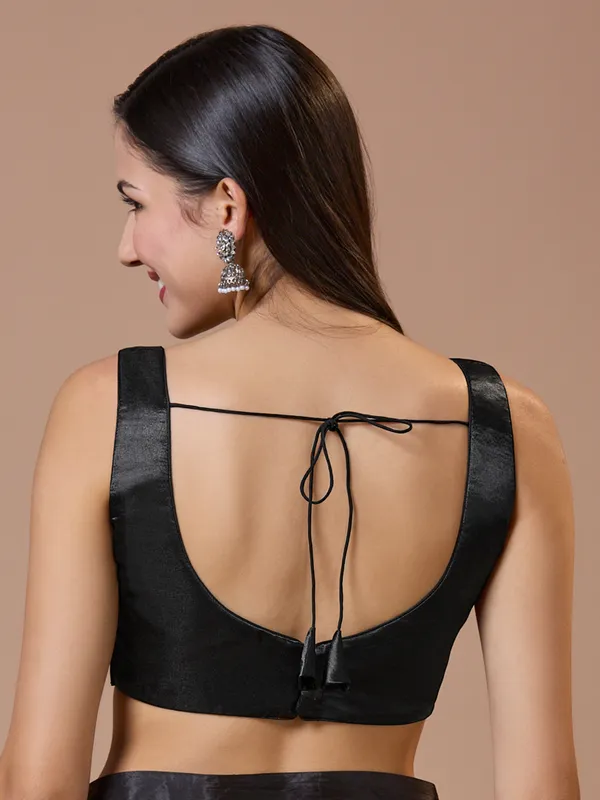 Black ready made blouse in rich silk