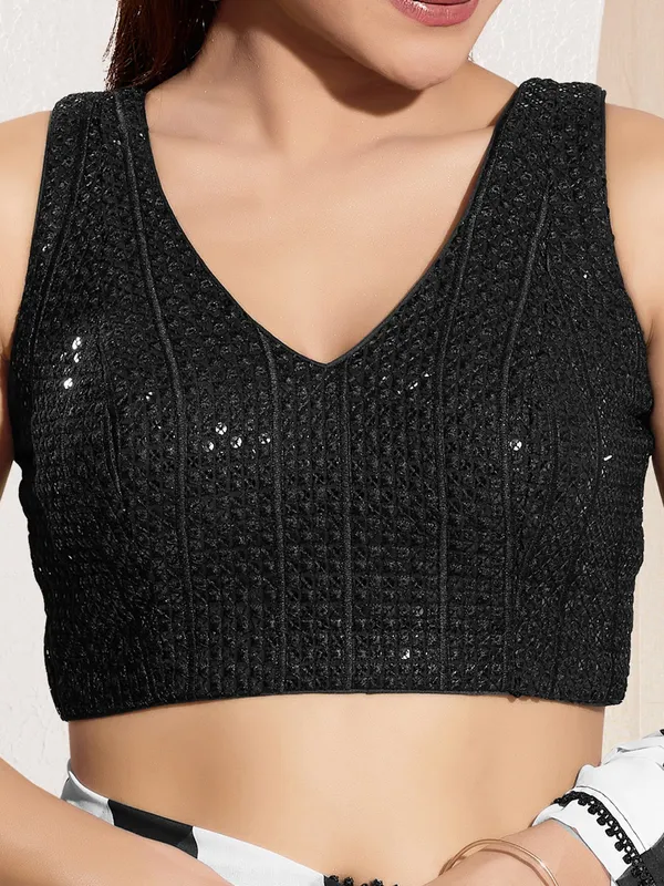 Black ready made sequins blouse