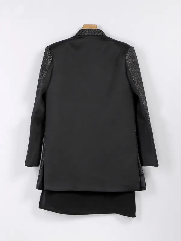 Black reception wear terry rayon indo western