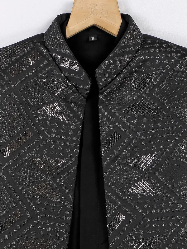 Black reception wear terry rayon indo western