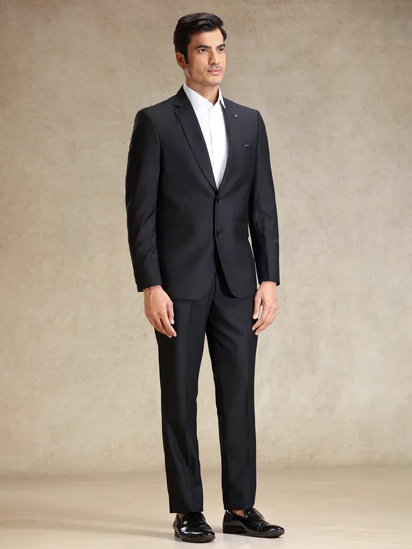 Black refined classy terry rayon 2pc suit