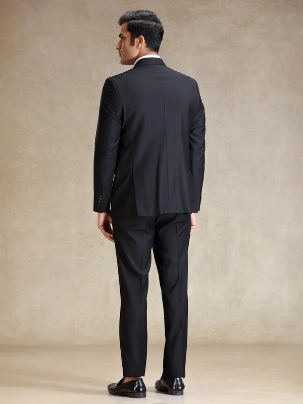 Black refined classy terry rayon 2pc suit