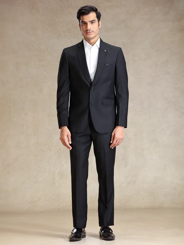 Black refined classy terry rayon 2pc suit