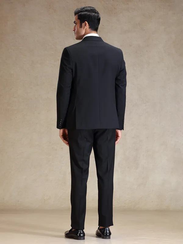 Black refined classy terry rayon 2pc suit for mens wear