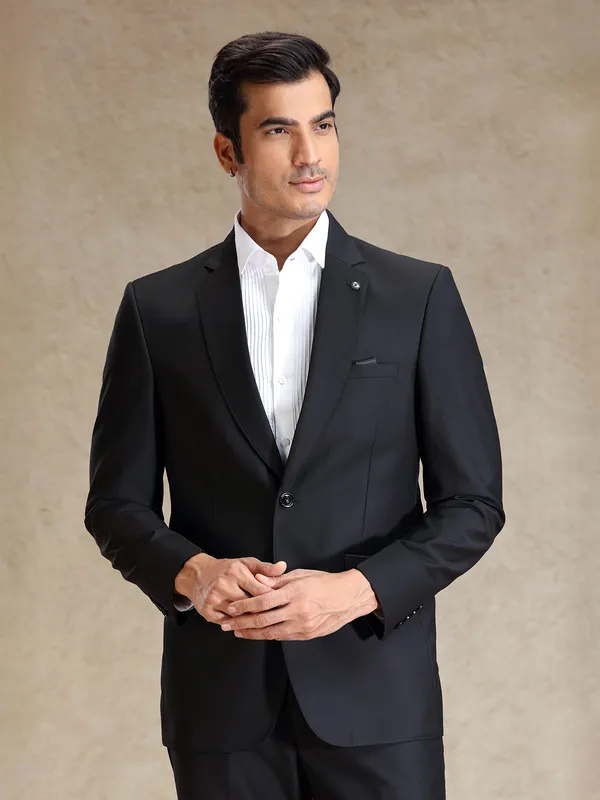 Black refined classy terry rayon blazer