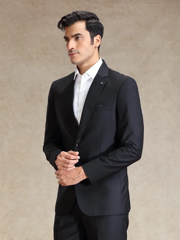Black refined classy terry rayon blazer