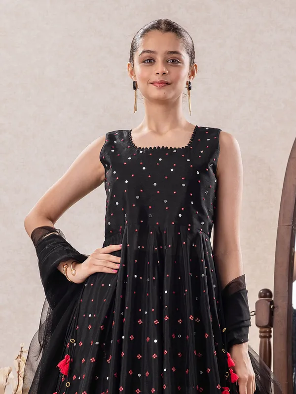 Black salwar suit with lehenga