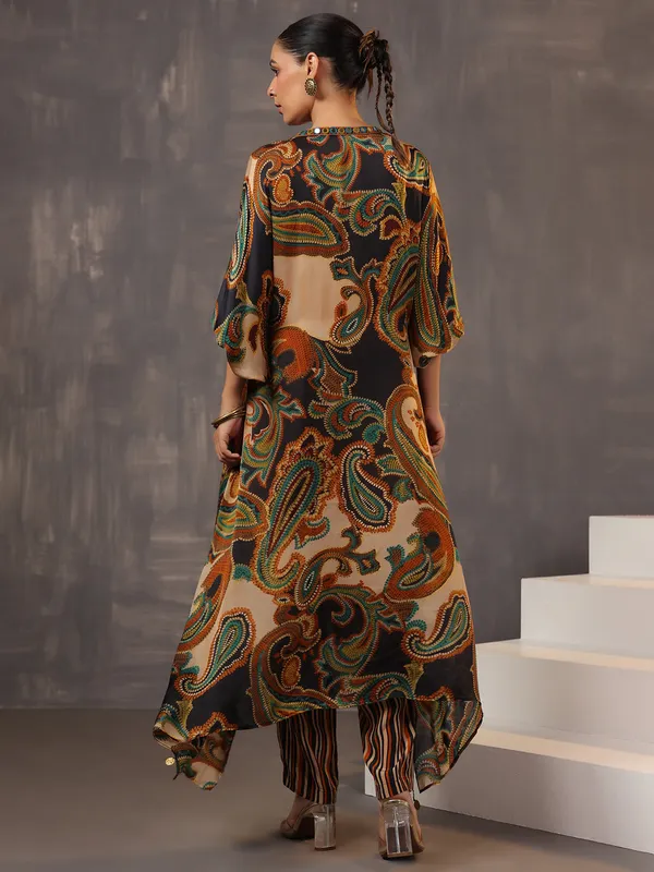 Black satin kurti set for festive