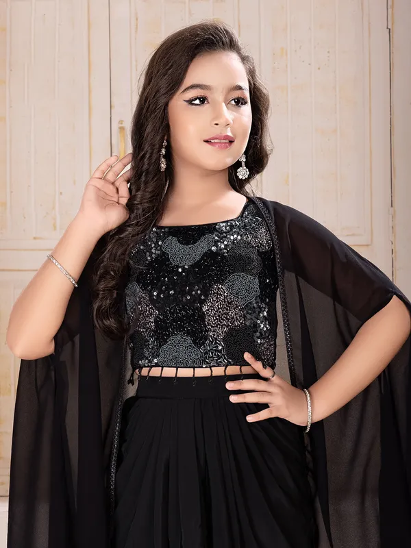 Black satin silk shrug designer suit