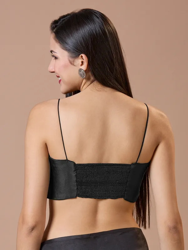 Black silk comfort fit ready made blouse