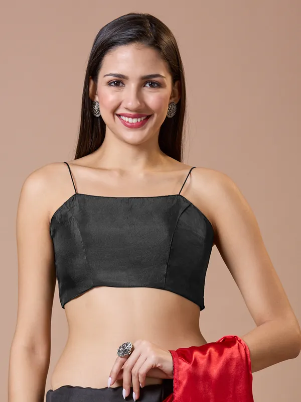Black silk comfort fit ready made blouse