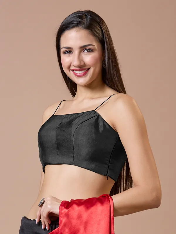 Black silk comfort fit ready made blouse