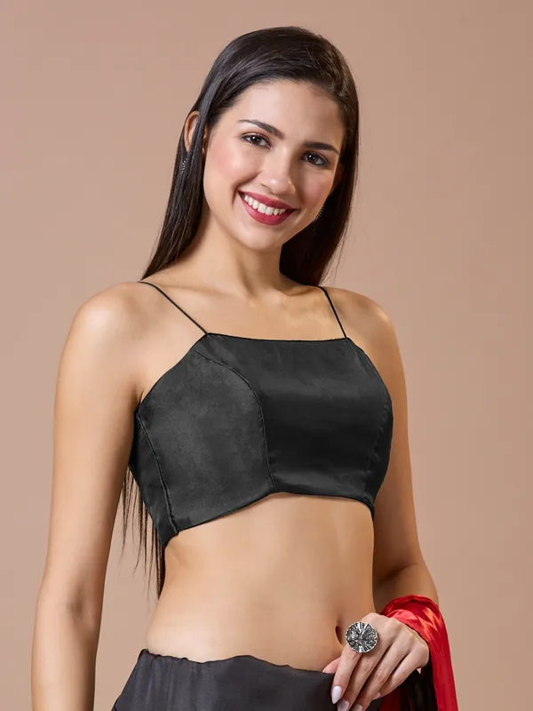 Black silk comfort fit ready made blouse