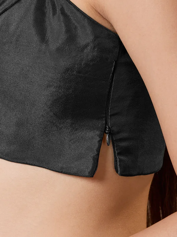Black silk comfort fit ready made blouse