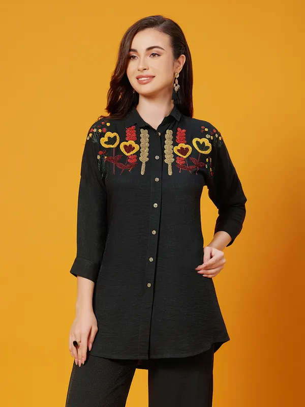 Black silk elegant co-ord set for women