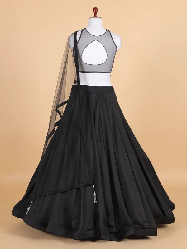 Black silk party wear lehenga choli