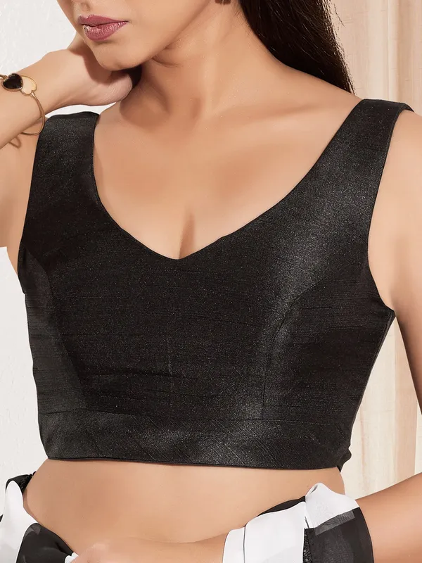 Black silk ready made blouse in zari weaving