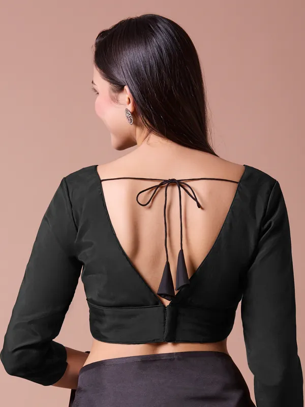 Black silk readymade blouse
