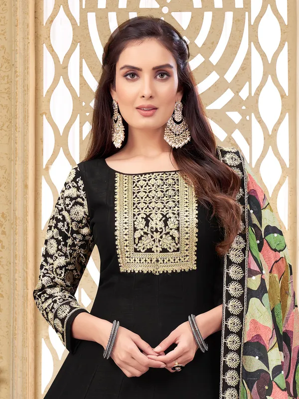Black silk salwar suit for festive wear