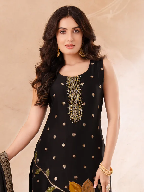 Black silk salwar suit for women festive wear
