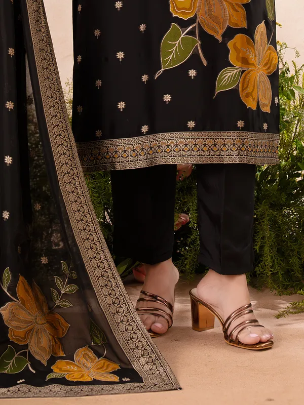 Black silk salwar suit for women festive wear