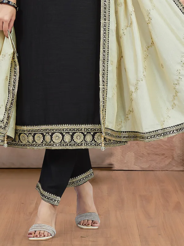 Black silk salwar with contrast dupatta