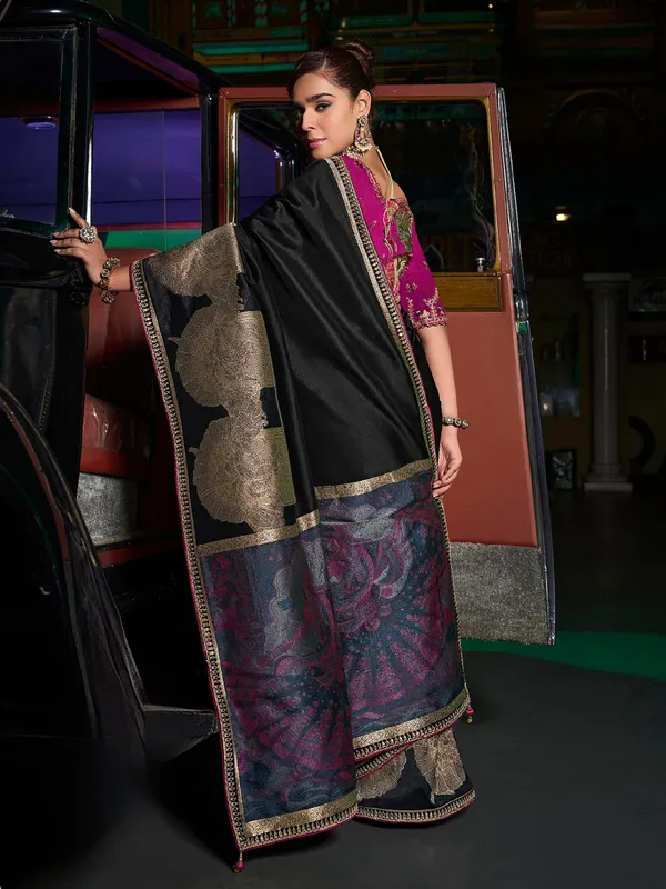 Black silk saree for festival