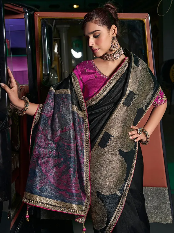 Black silk saree for festival
