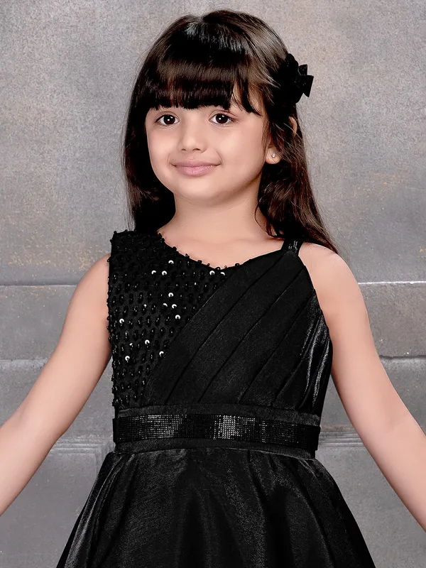 Black silk stunning frock for little girl