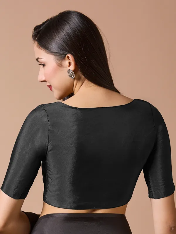 Black silk sweetheart neck comfort fit ready made blouse