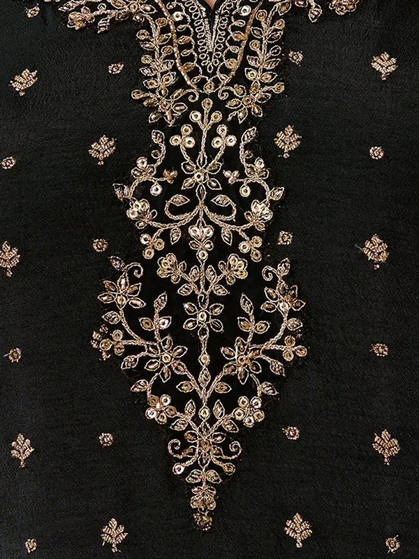 Black silk sweetheart neck festive salwar suit