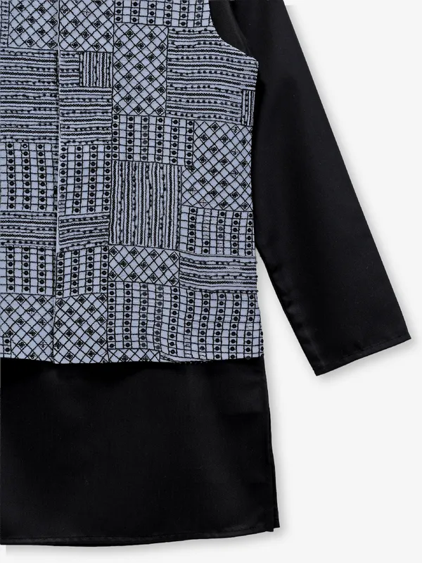 Black silk thread and sequins waistcoat set