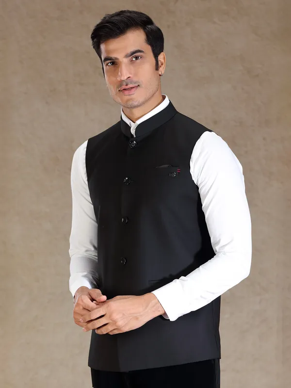 Black silk waistcoat only for men