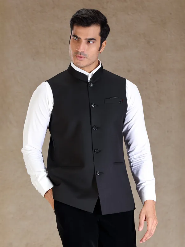 Black silk waistcoat only for men