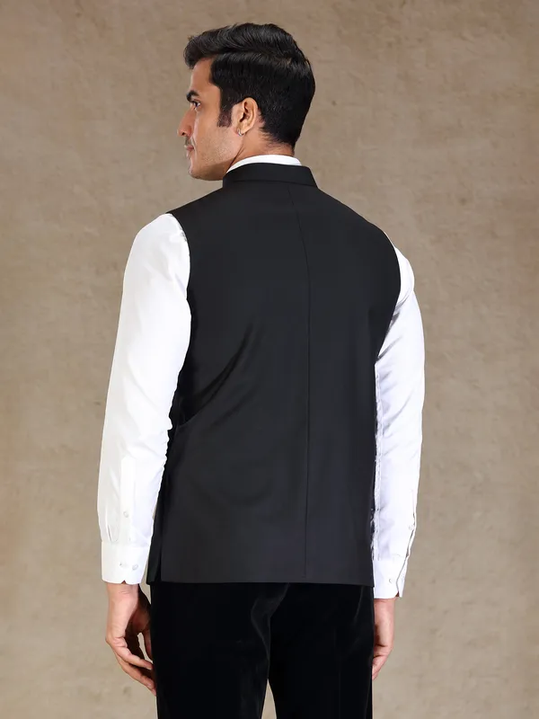 Black silk waistcoat only for men