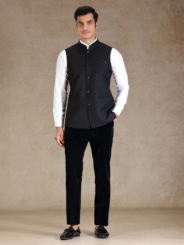 Black silk waistcoat only for men