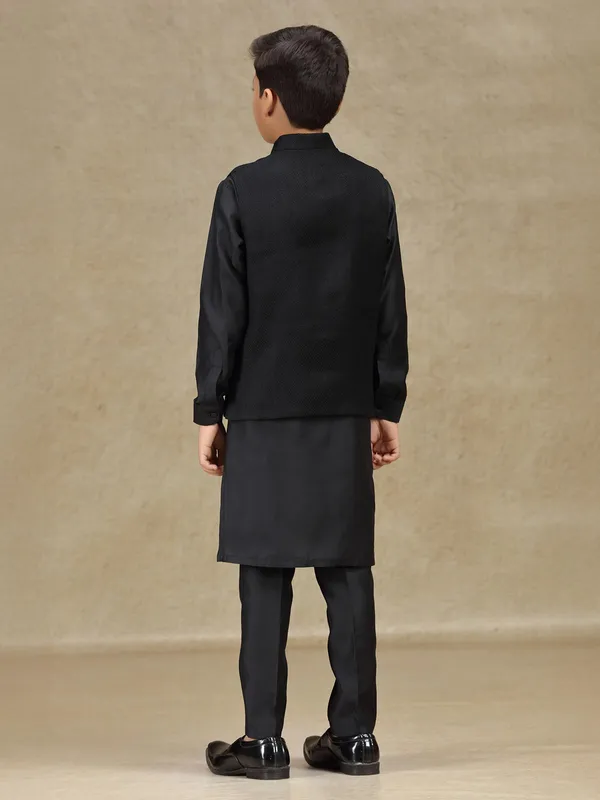 Black silk waistcoat set for wedding wear