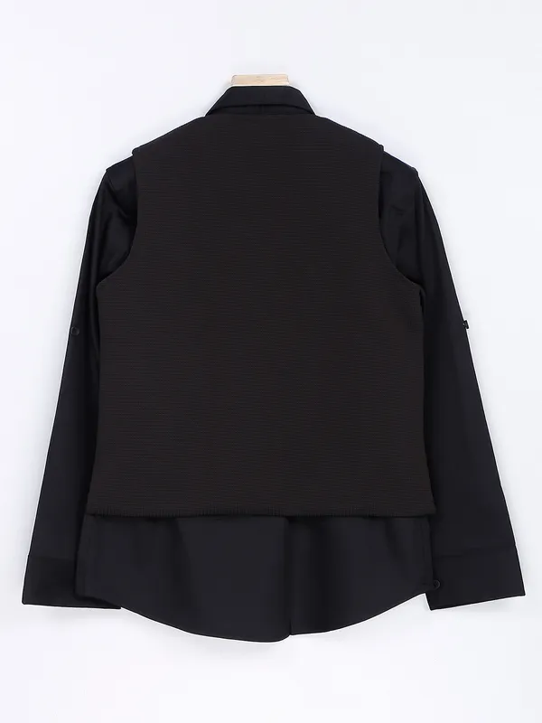 Black silk waistcoat with shirt