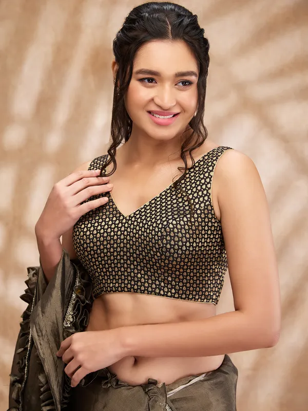 Black silk zari weaving blouse