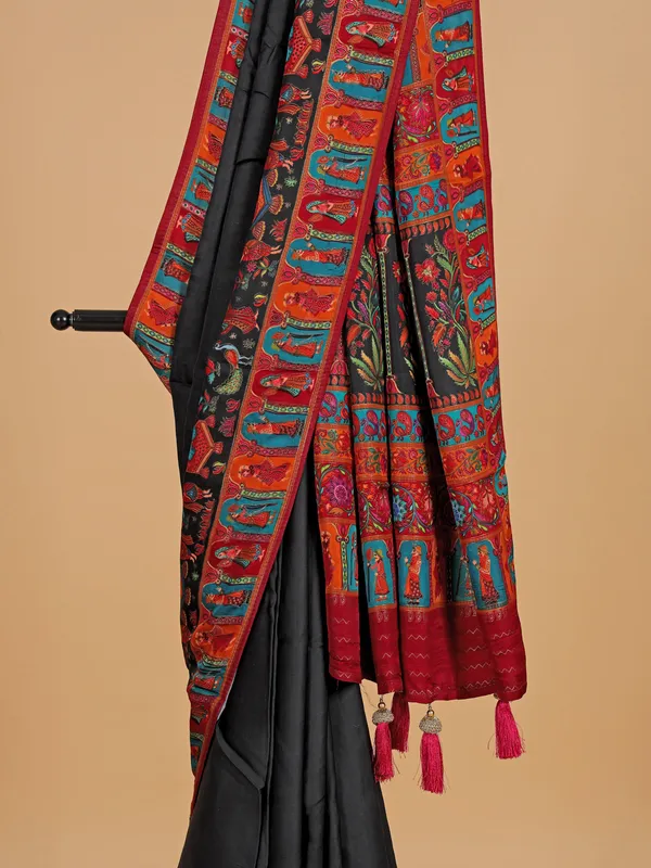 Black silk zari weaving saree for women