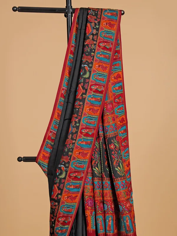 Black silk zari weaving saree for women