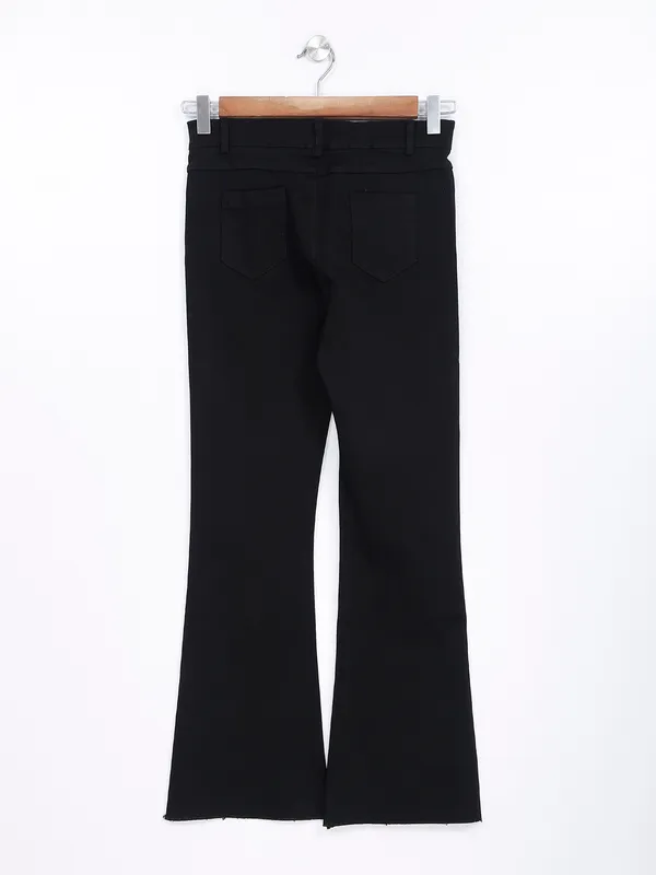 Black solid bootcut jeans