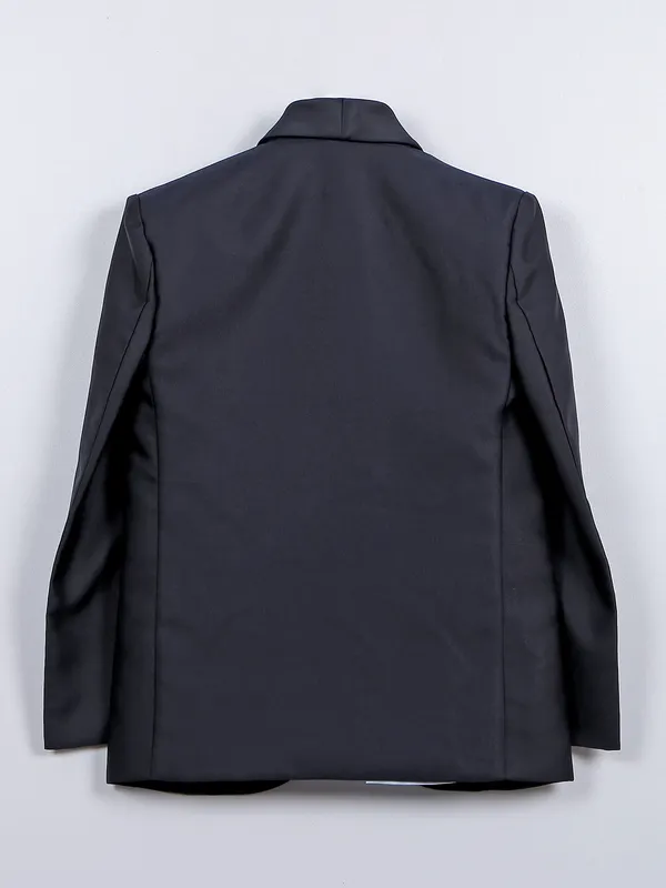Navy solid coat suit in terry rayon