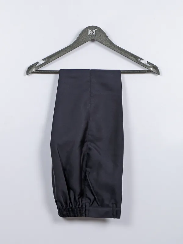 Navy solid coat suit in terry rayon