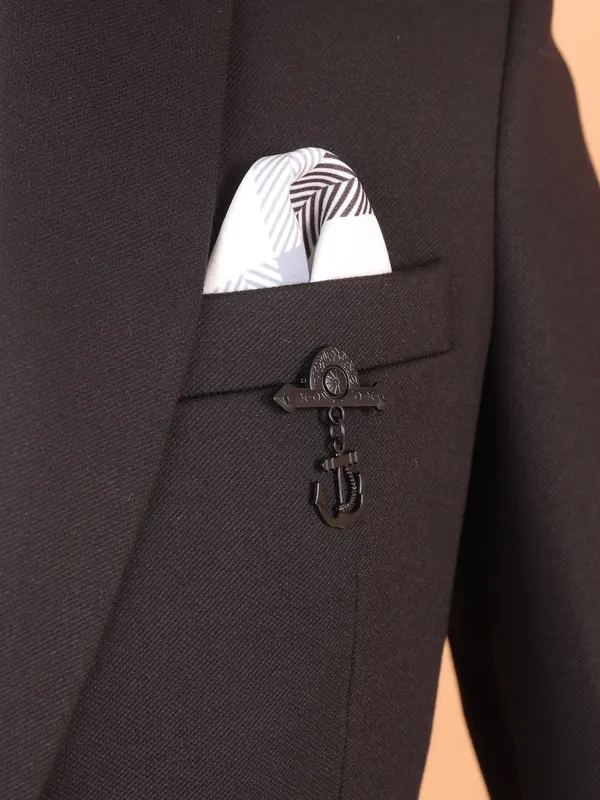 Black solid terry rayon men blazer for men