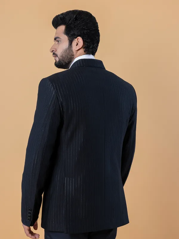 Black stripe terry rayon blazer