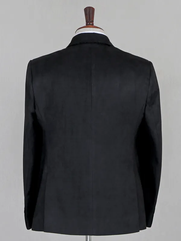 Black suede solid fabric men blazer